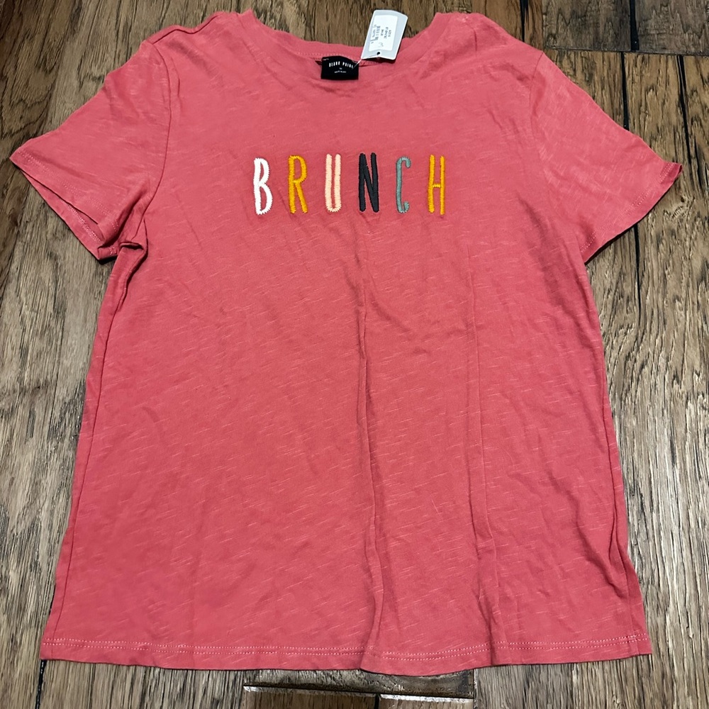Short sleeve brunch shirt in peach size M